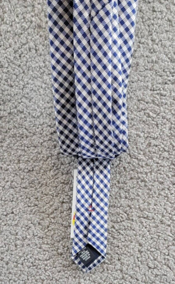 Tommy Hilfiger Oxford Tie Men's One Size Navy Pointed Style Gingham Pattern