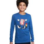 Nike Sportswear Printed T-Shirt Big Kids XL Game Royal Crewneck Long Sleeve