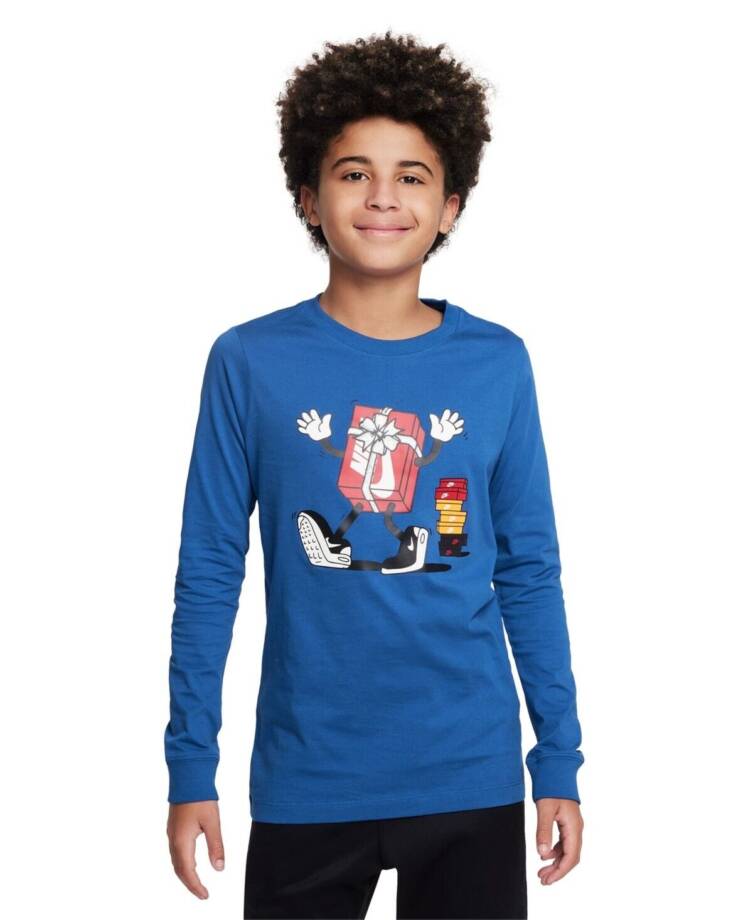 Nike Sportswear Printed T-Shirt Big Kids XL Game Royal Crewneck Long Sleeve