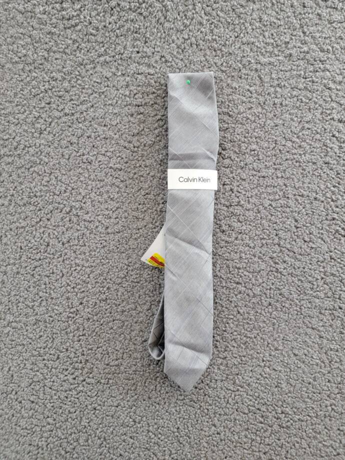 Calvin Klein Linen-Silk Blend Seasonal Plaid Tie Men's One Size Gray Adjustable
