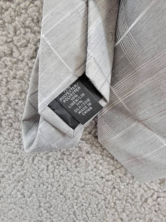 Calvin Klein Linen-Silk Blend Seasonal Plaid Tie Men's One Size Gray Adjustable