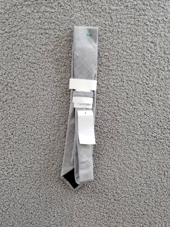 Calvin Klein Linen-Silk Blend Seasonal Plaid Tie Men's One Size Gray Adjustable