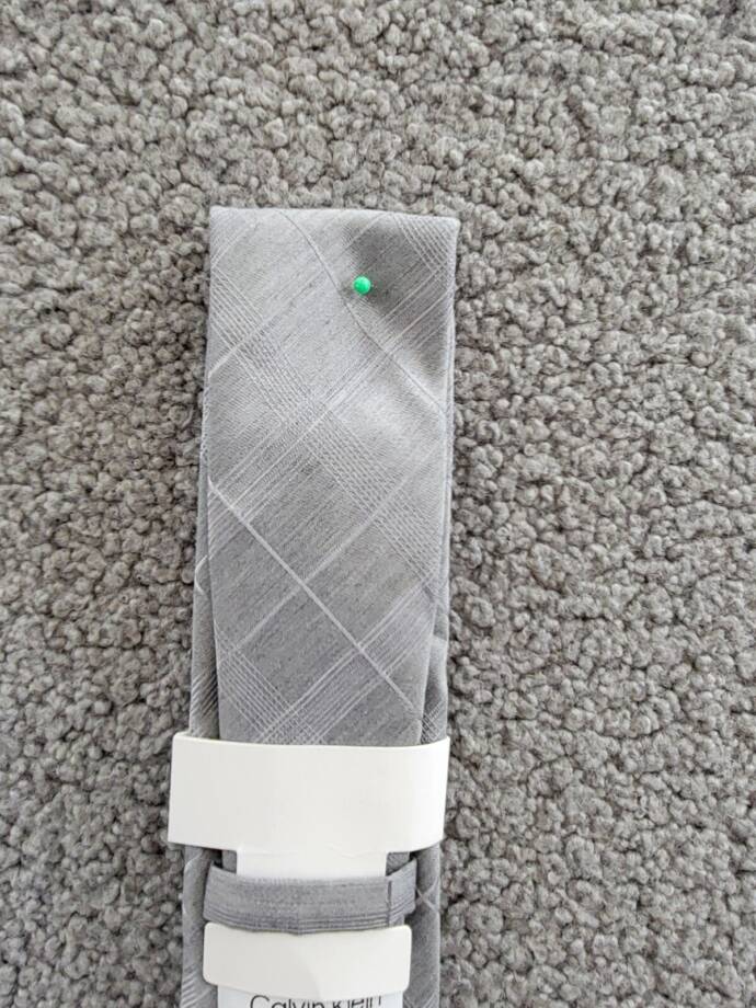 Calvin Klein Linen-Silk Blend Seasonal Plaid Tie Men's One Size Gray Adjustable