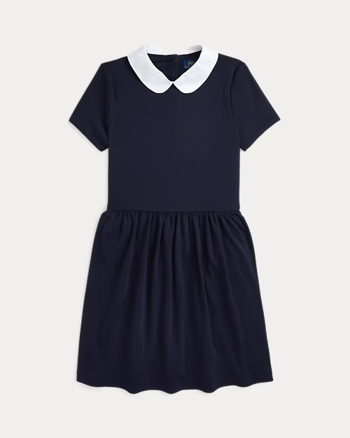 Polo Ralph Lauren Collared Dress Girls' 5 Navy Short Sleeves Back Button Closure