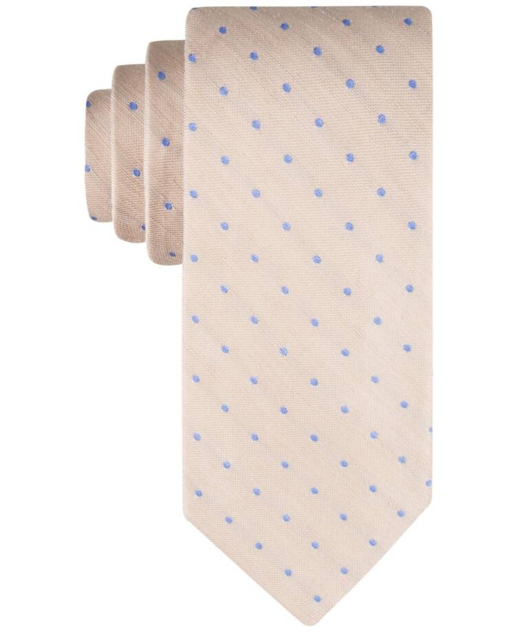 Tommy Hilfiger Linen-Silk Blend Linen Dot Tie Men's One Size Taupe Adjustable
