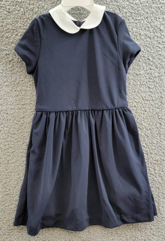Polo Ralph Lauren Collared Dress Girls' 5 Navy Short Sleeves Back Button Closure