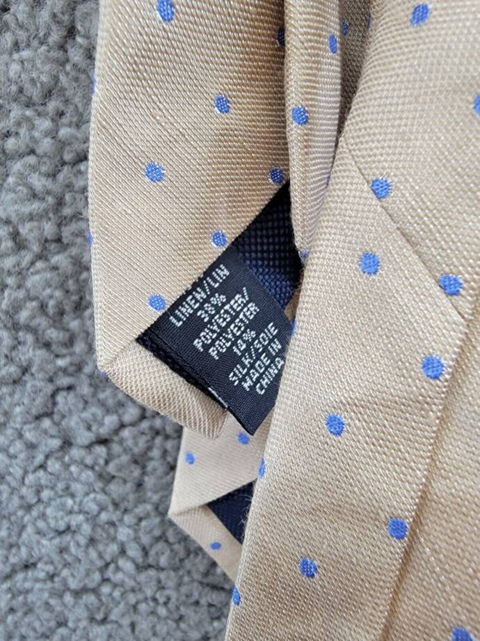 Tommy Hilfiger Linen-Silk Blend Linen Dot Tie Men's One Size Taupe Adjustable