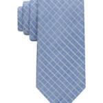 Calvin Klein Silk Blend Heather Grid Tie Men's One Size Light Blue Adjustable