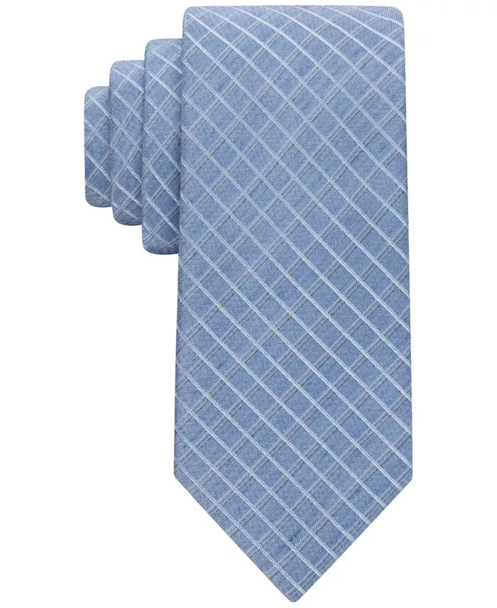 Calvin Klein Silk Blend Heather Grid Tie Men's One Size Light Blue Adjustable