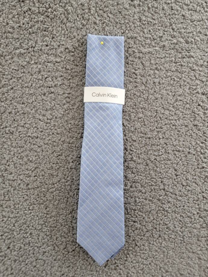 Calvin Klein Silk Blend Heather Grid Tie Men's One Size Light Blue Adjustable