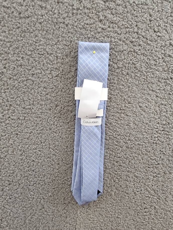 Calvin Klein Silk Blend Heather Grid Tie Men's One Size Light Blue Adjustable
