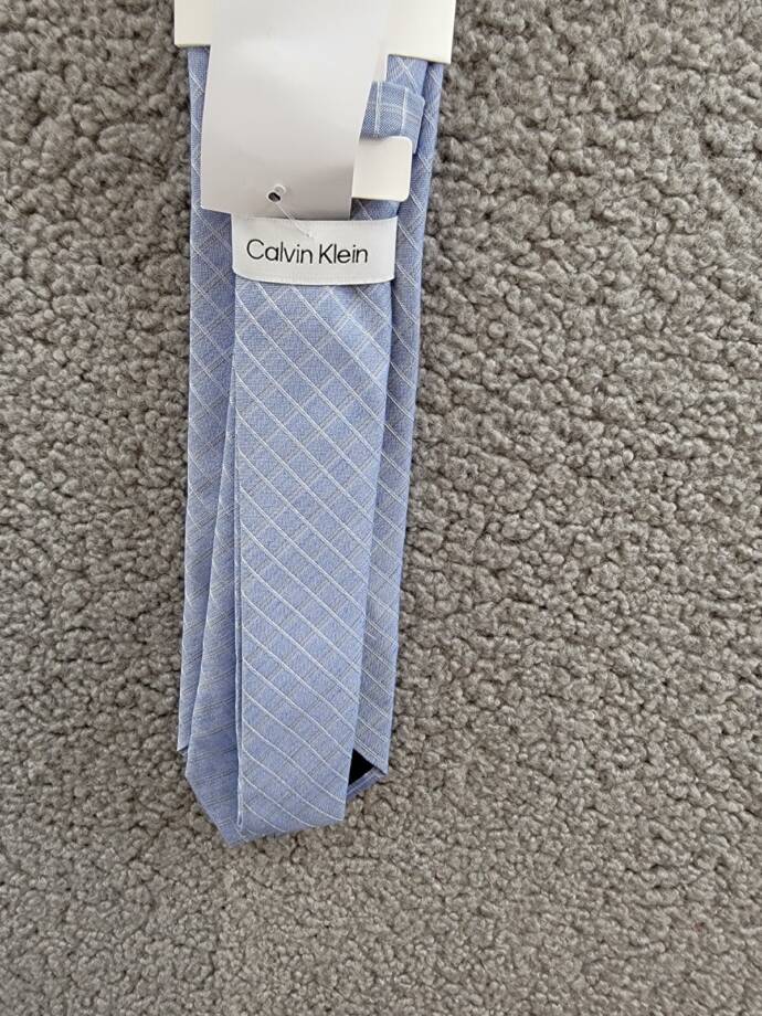 Calvin Klein Silk Blend Heather Grid Tie Men's One Size Light Blue Adjustable
