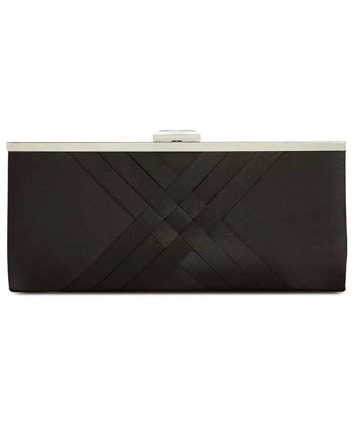 I.N.C. International Concepts Kelsie Clutch Women Black/Silver Tab-Frame Closure