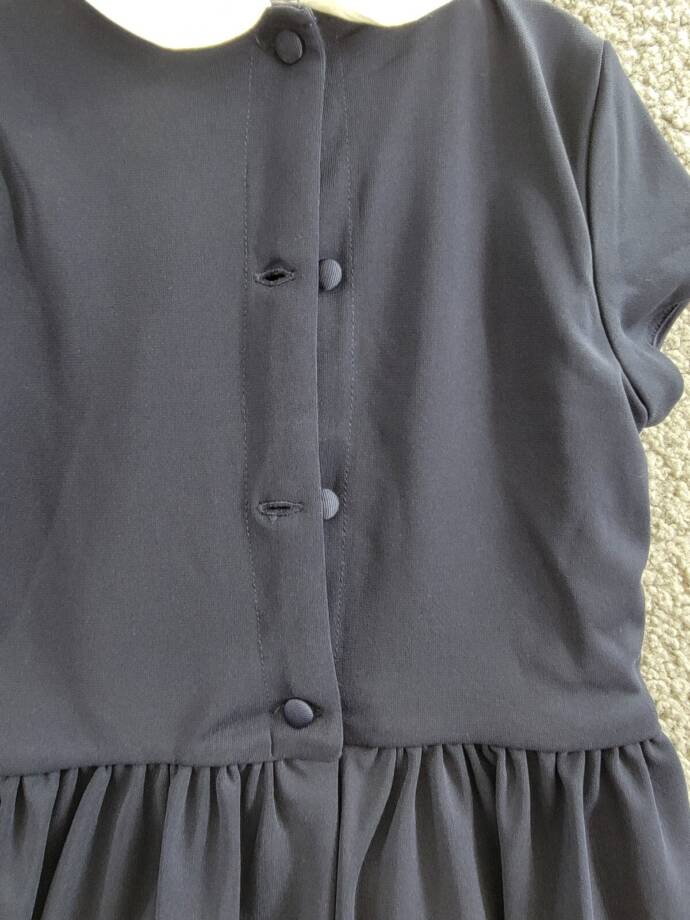 Polo Ralph Lauren Collared Dress Girls' 5 Navy Short Sleeves Back Button Closure