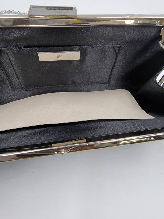 I.N.C. International Concepts Kelsie Clutch Women Black/Silver Tab-Frame Closure