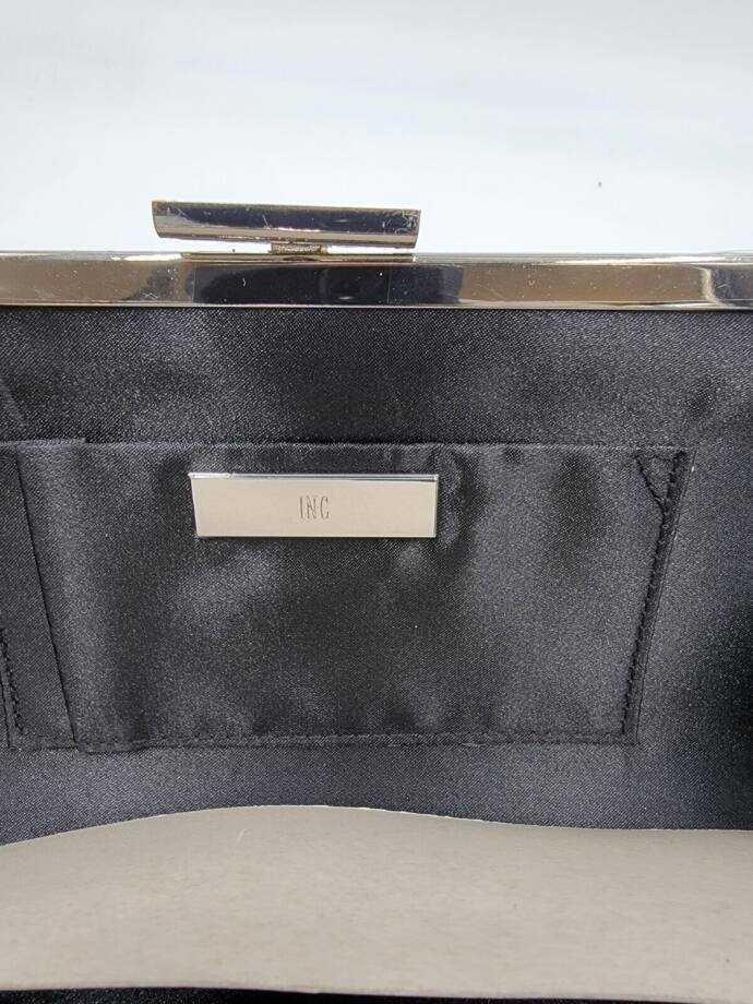I.N.C. International Concepts Kelsie Clutch Women Black/Silver Tab-Frame Closure