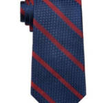 Tommy Hilfiger Textured Colored Stripe Tie Men's One Size Red/Navy Pointed Style