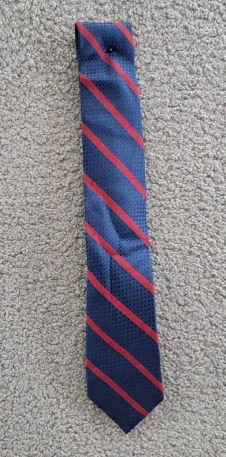 Tommy Hilfiger Textured Colored Stripe Tie Men's One Size Red/Navy Pointed Style