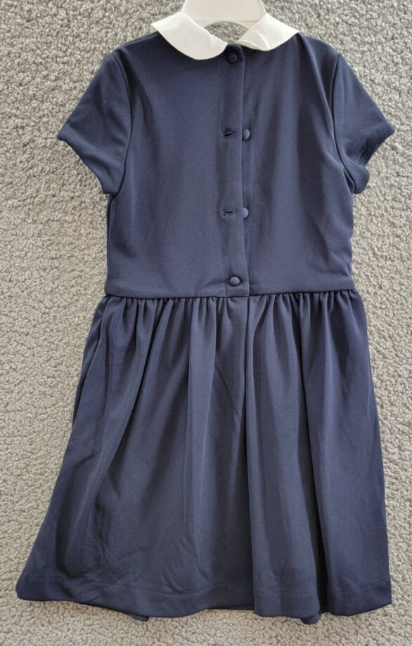 Polo Ralph Lauren Collared Dress Girls' 5 Navy Short Sleeves Back Button Closure