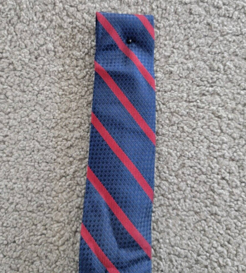 Tommy Hilfiger Textured Colored Stripe Tie Men's One Size Red/Navy Pointed Style