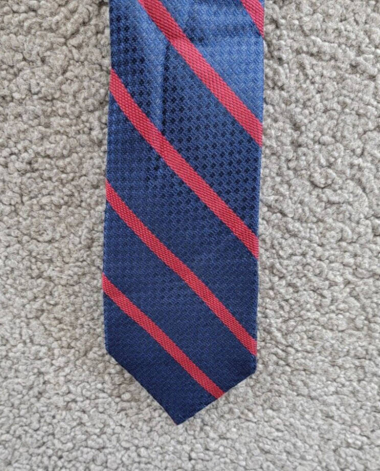 Tommy Hilfiger Textured Colored Stripe Tie Men's One Size Red/Navy Pointed Style