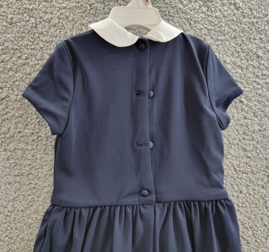 Polo Ralph Lauren Collared Dress Girls' 5 Navy Short Sleeves Back Button Closure