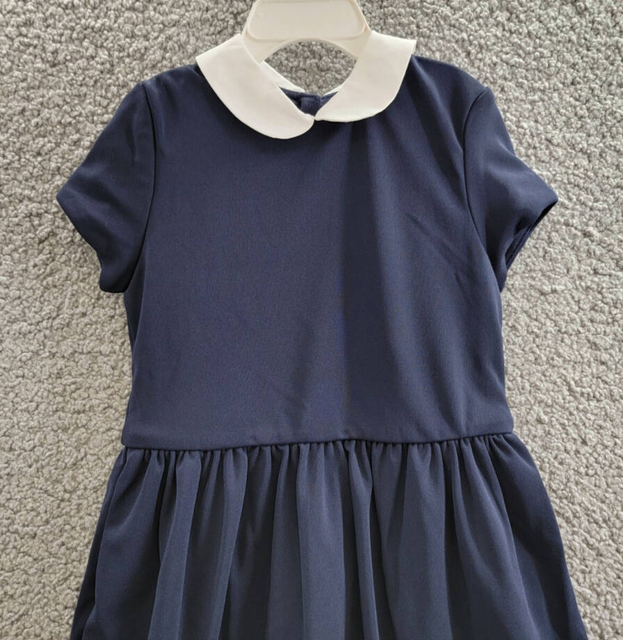 Polo Ralph Lauren Collared Dress Girls' 5 Navy Short Sleeves Back Button Closure