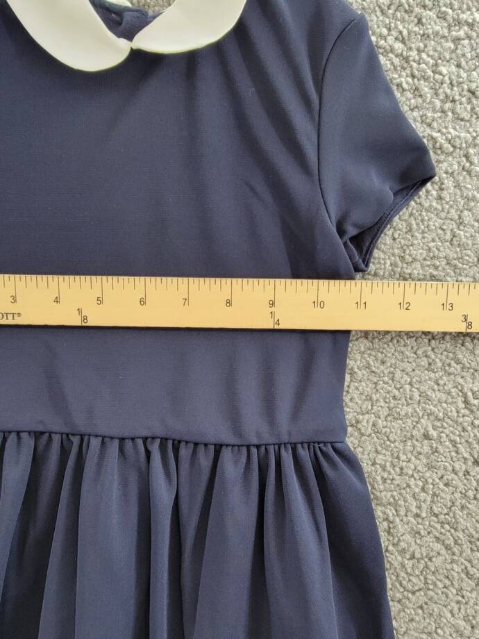 Polo Ralph Lauren Collared Dress Girls' 5 Navy Short Sleeves Back Button Closure