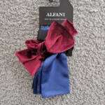 Alfani Mini Neat Pre-Tied Bow Tie & Solid Pocket Square Set Men's Navy/Red