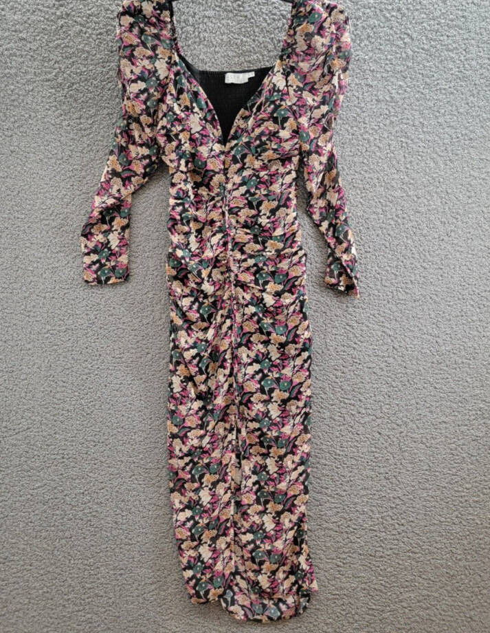 ASTR the Label Jamila Printed Sweetheart-Neck Dress Womens XS Multi Pullover L/S