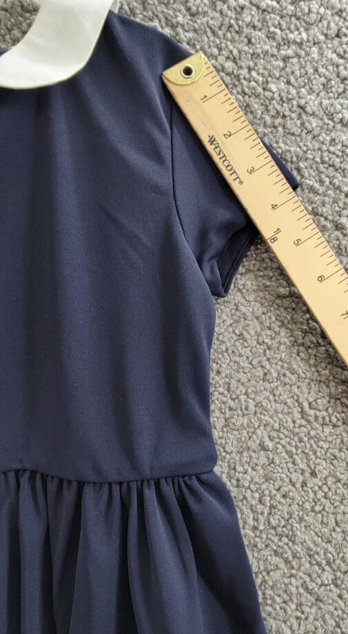 Polo Ralph Lauren Collared Dress Girls' 5 Navy Short Sleeves Back Button Closure