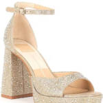 Dolce Vita Pandro Crystal Dress Sandals Women's 6 Light Gold Buckled Ankle Strap