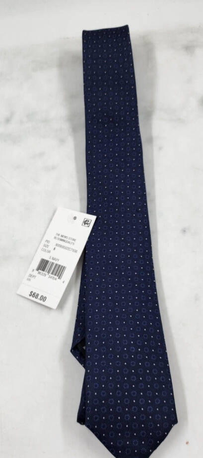 The Men's Store at Bloomingdales Silk Blend Circular Medallion Skinny Tie 6 Navy