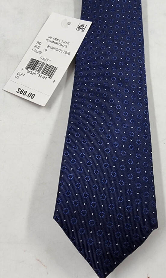 The Men's Store at Bloomingdales Silk Blend Circular Medallion Skinny Tie 6 Navy