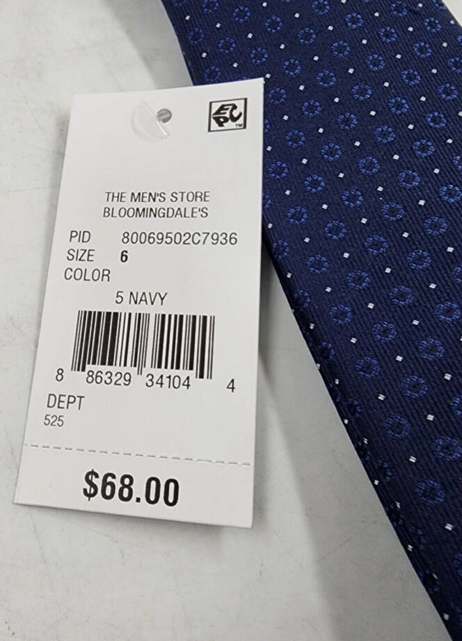 The Men's Store at Bloomingdales Silk Blend Circular Medallion Skinny Tie 6 Navy