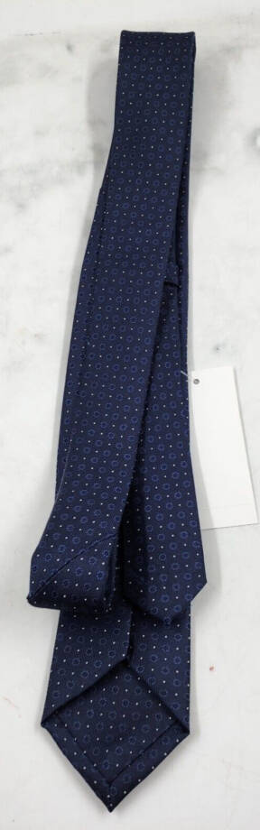 The Men's Store at Bloomingdales Silk Blend Circular Medallion Skinny Tie 6 Navy