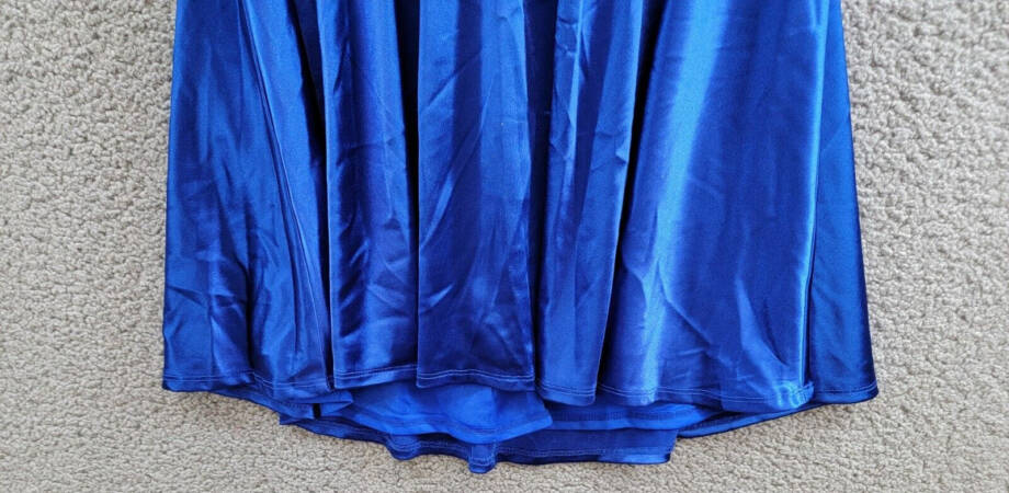 City Studio Satin Fit & Flare Dress Juniors 7 Cobalt Blue V-Neck Zip Lace Back