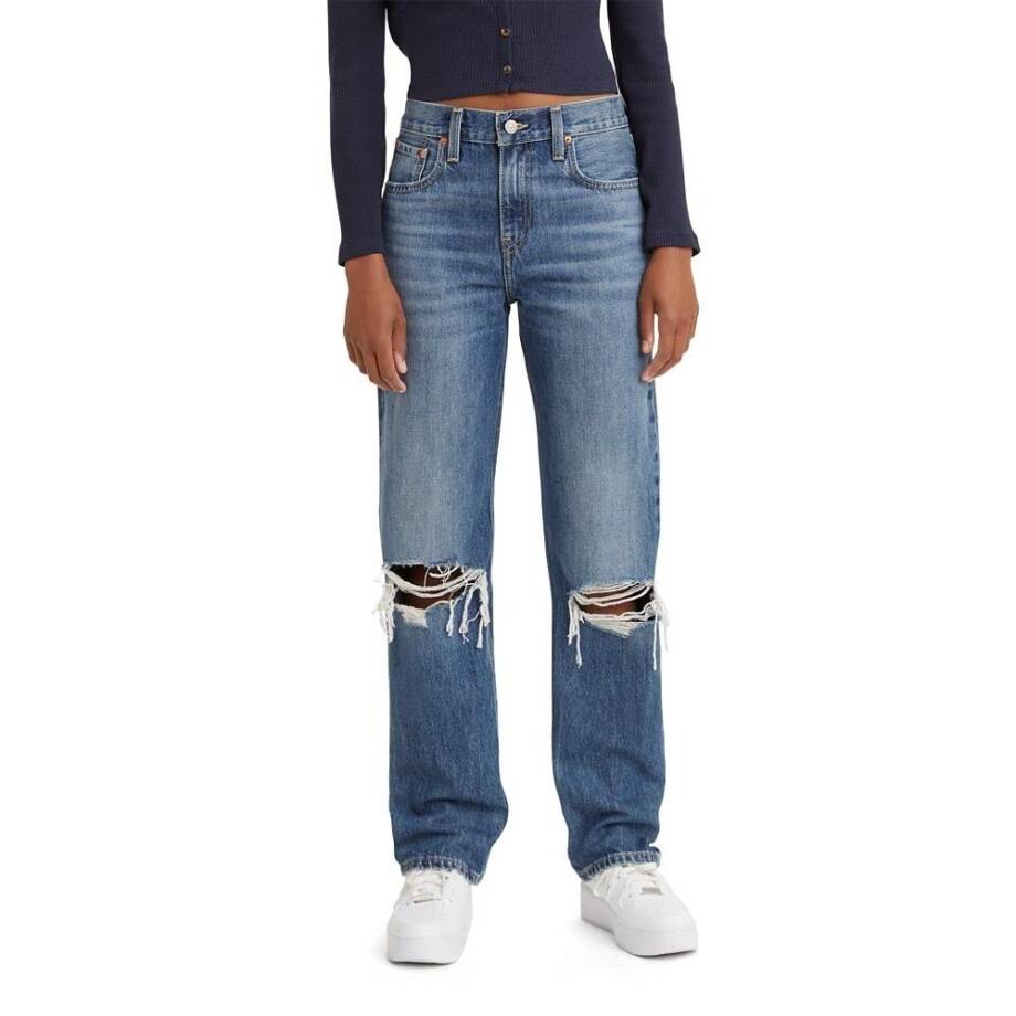 Levi's Premium Low Pro Straight Jeans Women's 29 Breathe Out Button Zip Closure