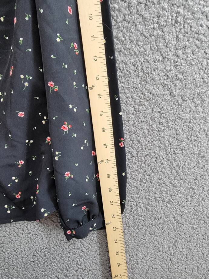 Levi's Zenda Ruched Long-Sleeve Blouse Women's Black Multi Floral Button SM