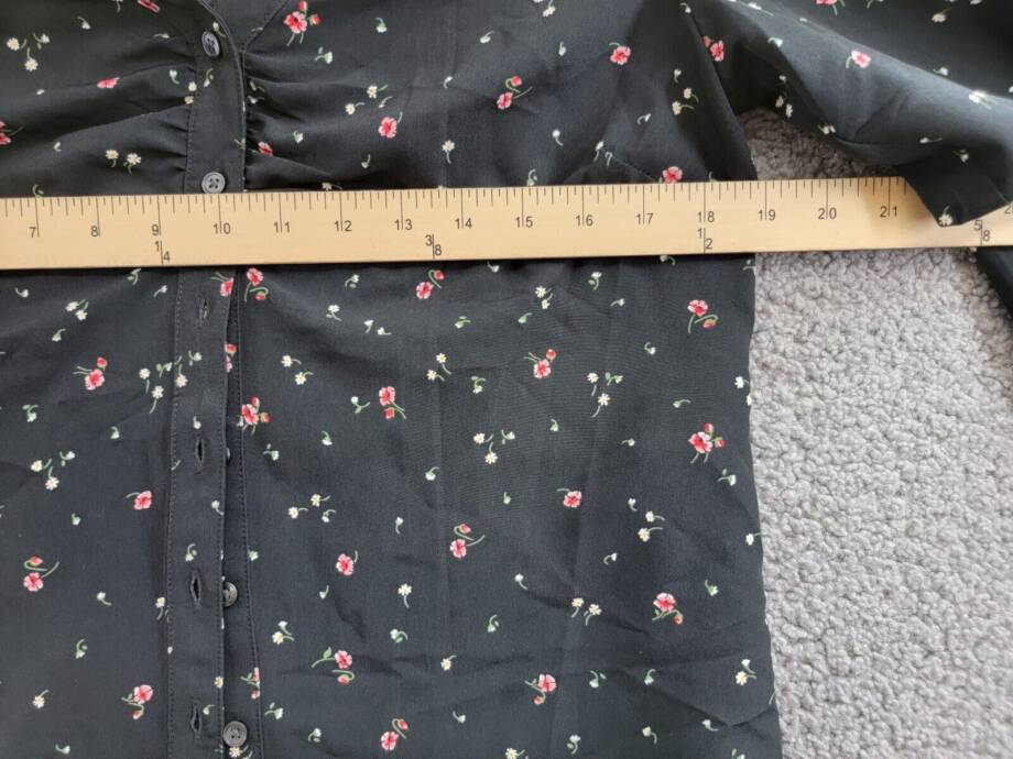 Levi's Zenda Ruched Long-Sleeve Blouse Women's Black Multi Floral Button SM