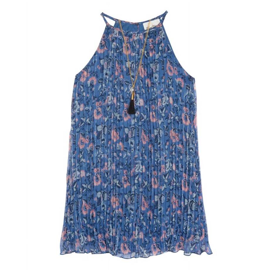 Rare Editions Sleeveless Pleated Chiffon Dress Big Girls 12 Multi Back Button~