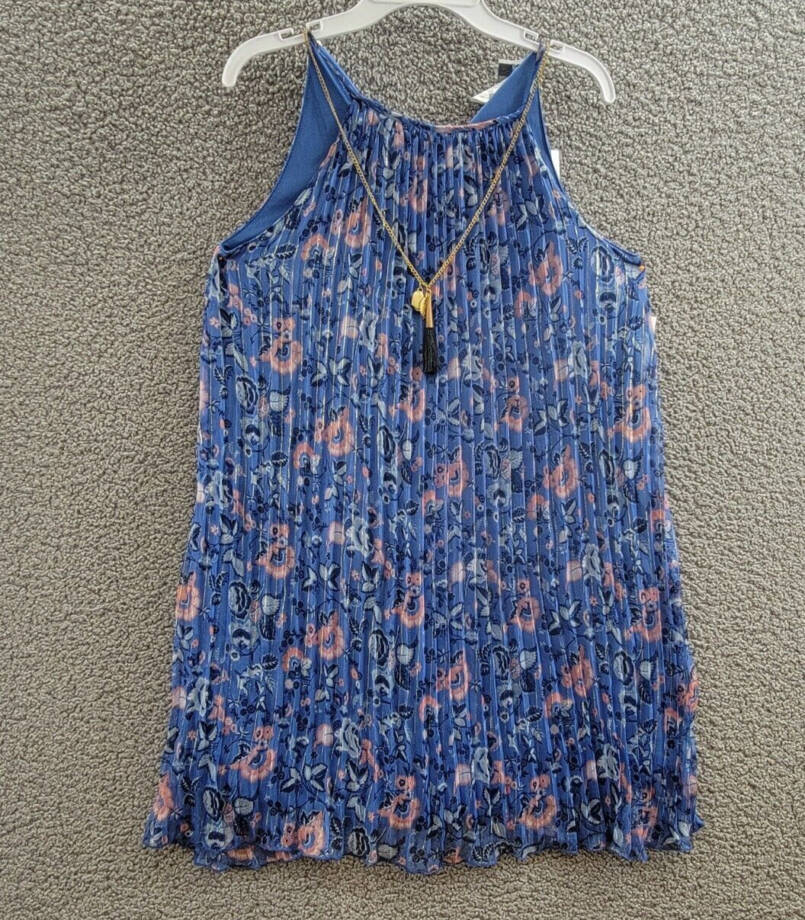 Rare Editions Sleeveless Pleated Chiffon Dress Big Girls 12 Multi Back Button~