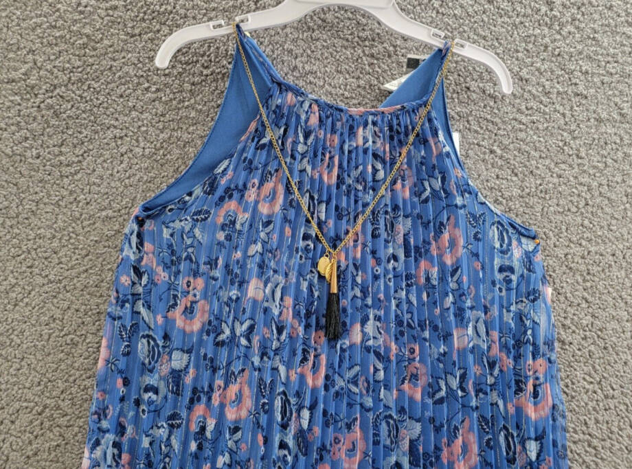 Rare Editions Sleeveless Pleated Chiffon Dress Big Girls 12 Multi Back Button~