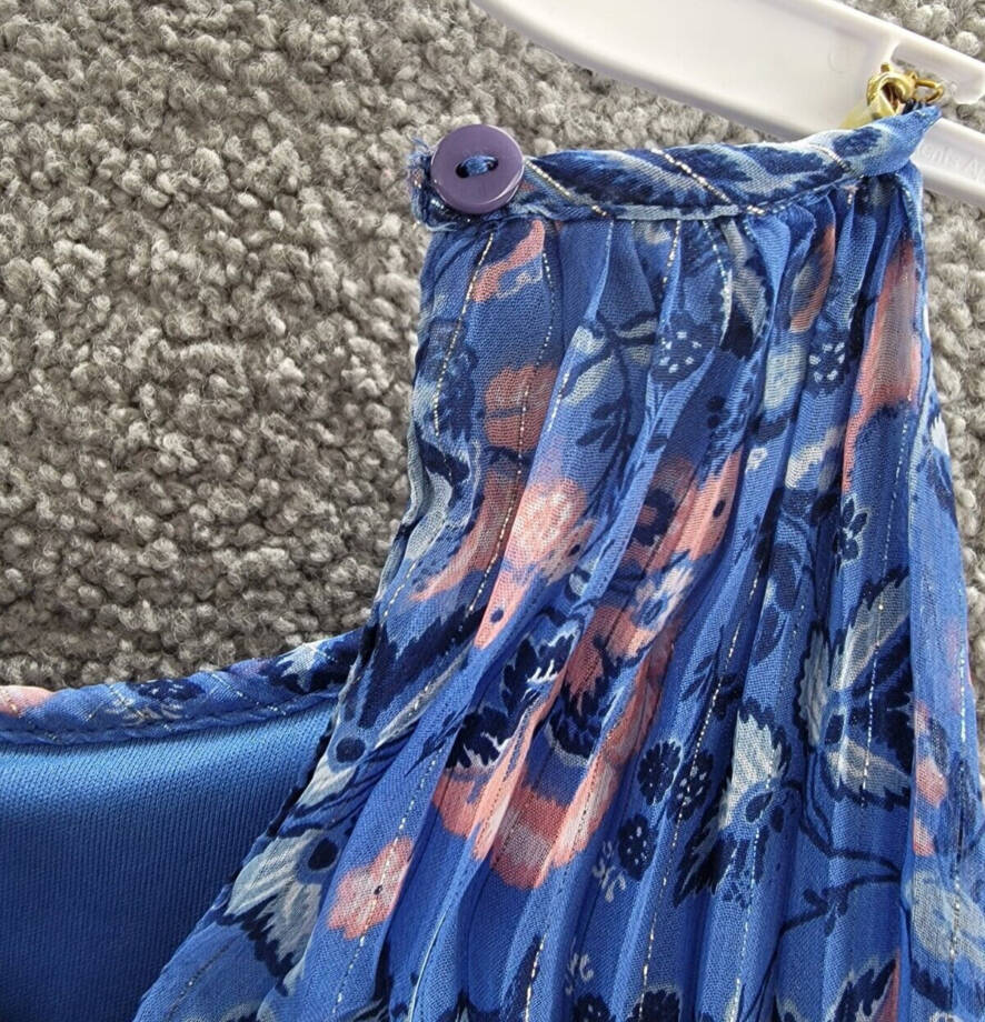 Rare Editions Sleeveless Pleated Chiffon Dress Big Girls 12 Multi Back Button~