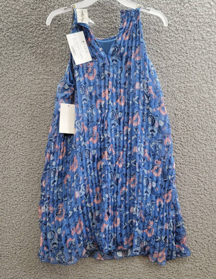 Rare Editions Sleeveless Pleated Chiffon Dress Big Girls 12 Multi Back Button~