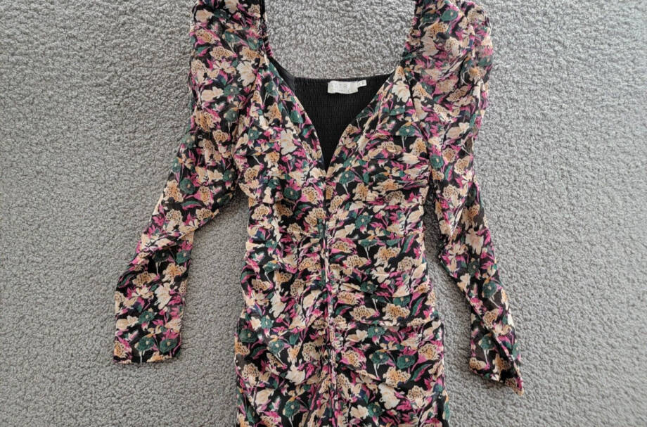ASTR the Label Jamila Printed Sweetheart-Neck Dress Womens XS Multi Pullover L/S