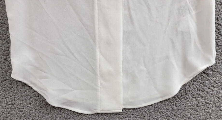 DKNY Petite Extended-shoulder Epaulette Camp Blouse Women's PXS White Button~