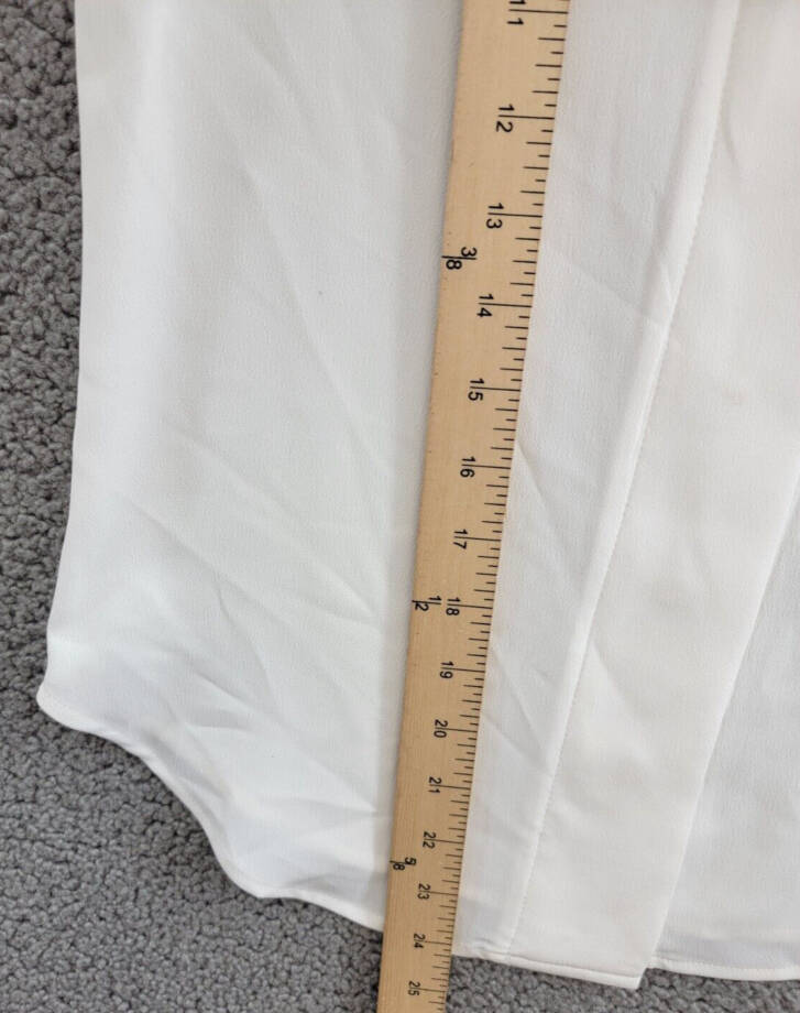 DKNY Petite Extended-shoulder Epaulette Camp Blouse Women's PXS White Button~