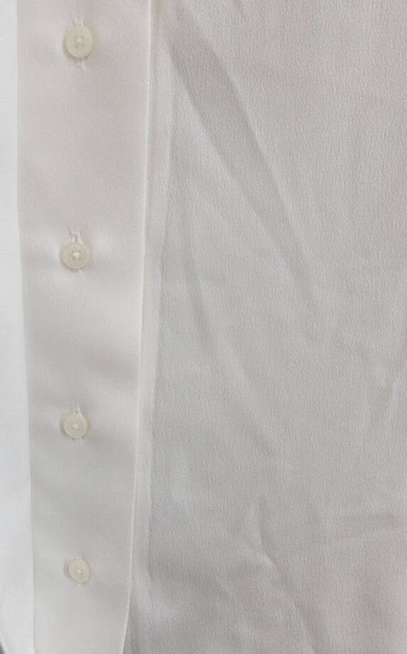 DKNY Petite Extended-shoulder Epaulette Camp Blouse Women's PXS White Button~