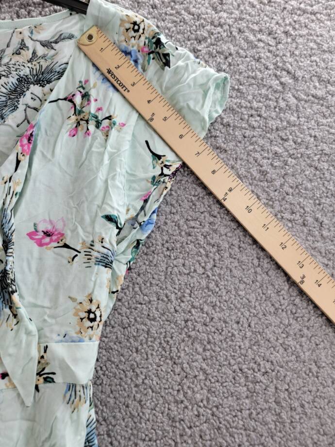 One Hart Flutter-Sleeve Fit & Flare Dress Juniors' XS Opal Blue Floral Side Zip